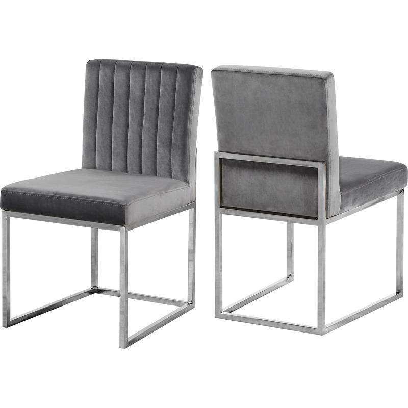Meridian Furniture Giselle Gray Velvet Dining Chair (Set of 2)