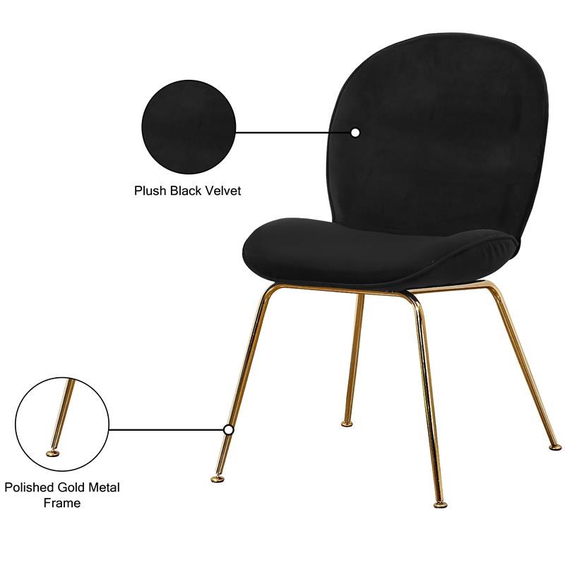 Meridian Furniture Paris Black Velvet Dining Chair (Set of 2)