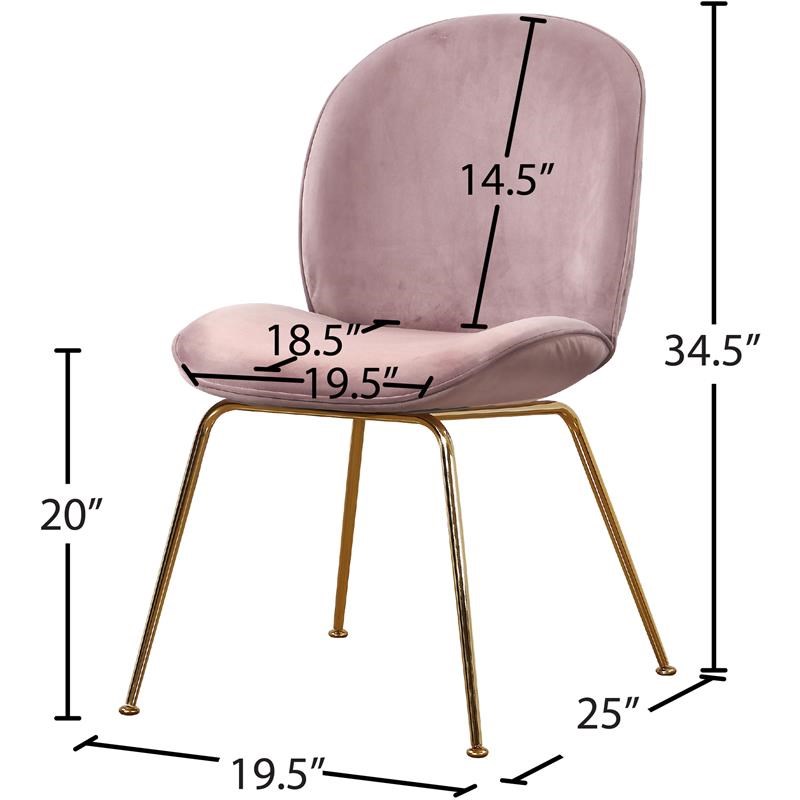 Meridian Furniture Paris Pink Velvet Dining Chair (Set of 2)