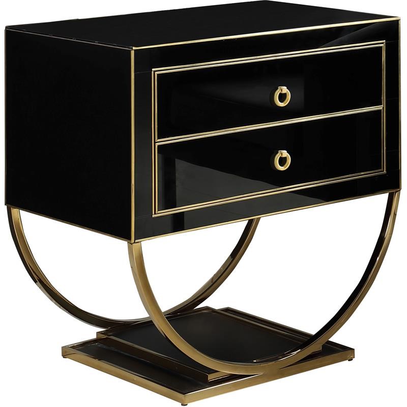 meridian furniture alyssa black glass and gold side table 805