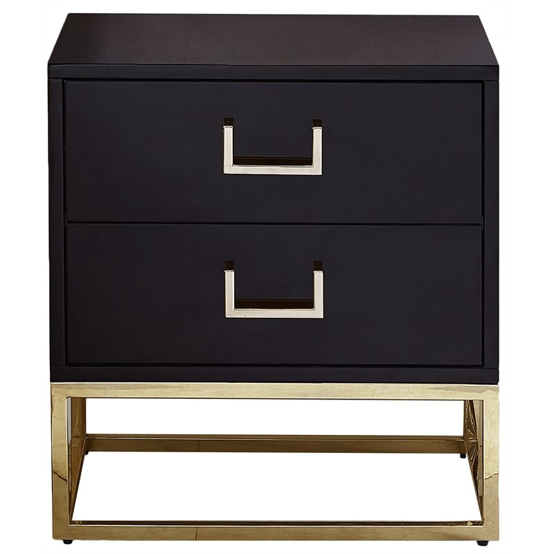 Meridian Furniture Nova Black Lacquer and Gold Side Table