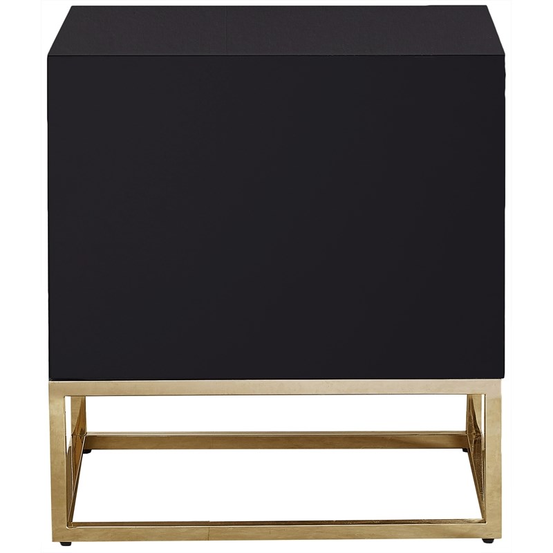 Meridian Furniture Nova Black Lacquer and Gold Side Table