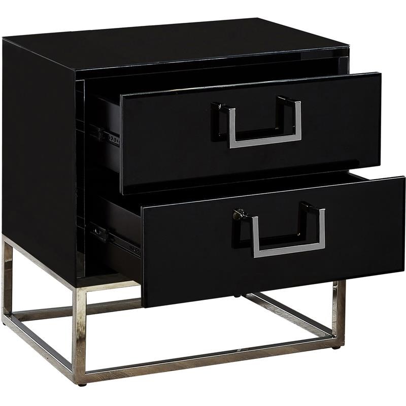 Meridian Furniture Nova Black Glass and Chrome Side Table