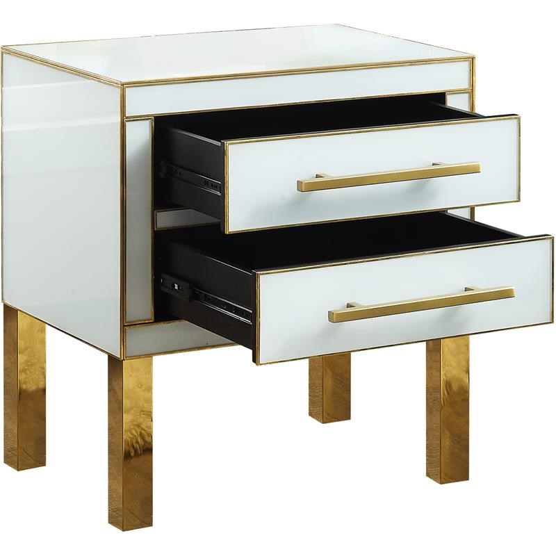 Meridian Furniture Gigi White Glass and Gold Side Table