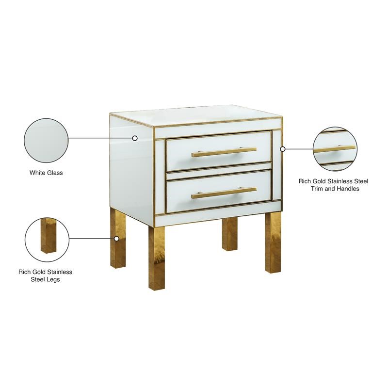 Meridian Furniture Gigi White Glass and Gold Side Table