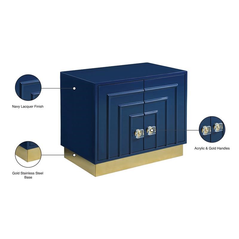 Meridian Furniture Cosmopolitan Navy Lacquer and Gold Side Table