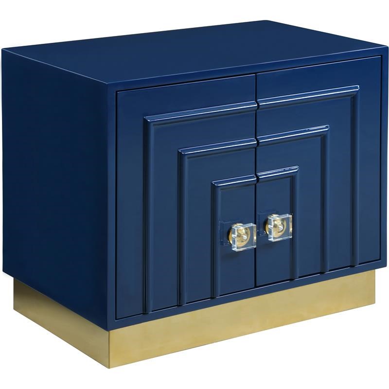 Meridian Furniture Cosmopolitan Navy Lacquer and Gold Side Table