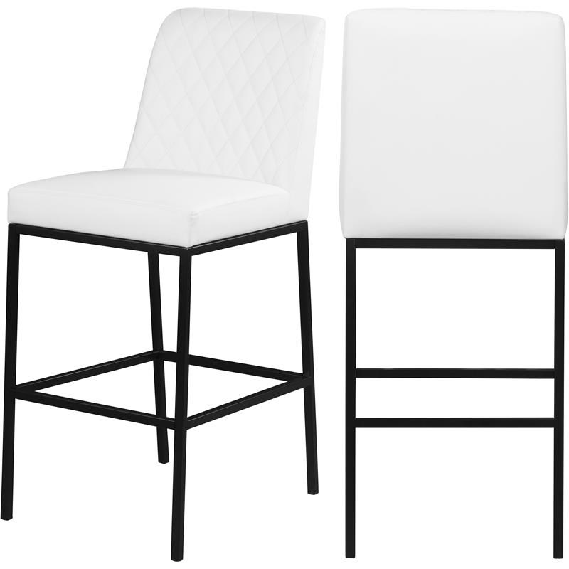 Meridian Furniture Bryce Quilted White Faux Leather Stool (Set of 2)