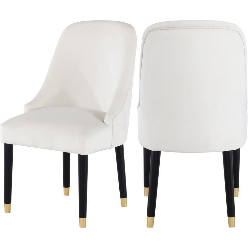 Meridian Furniture Omni Cream Velvet Dining Chair with Black Legs (Set of 2) Homesquare