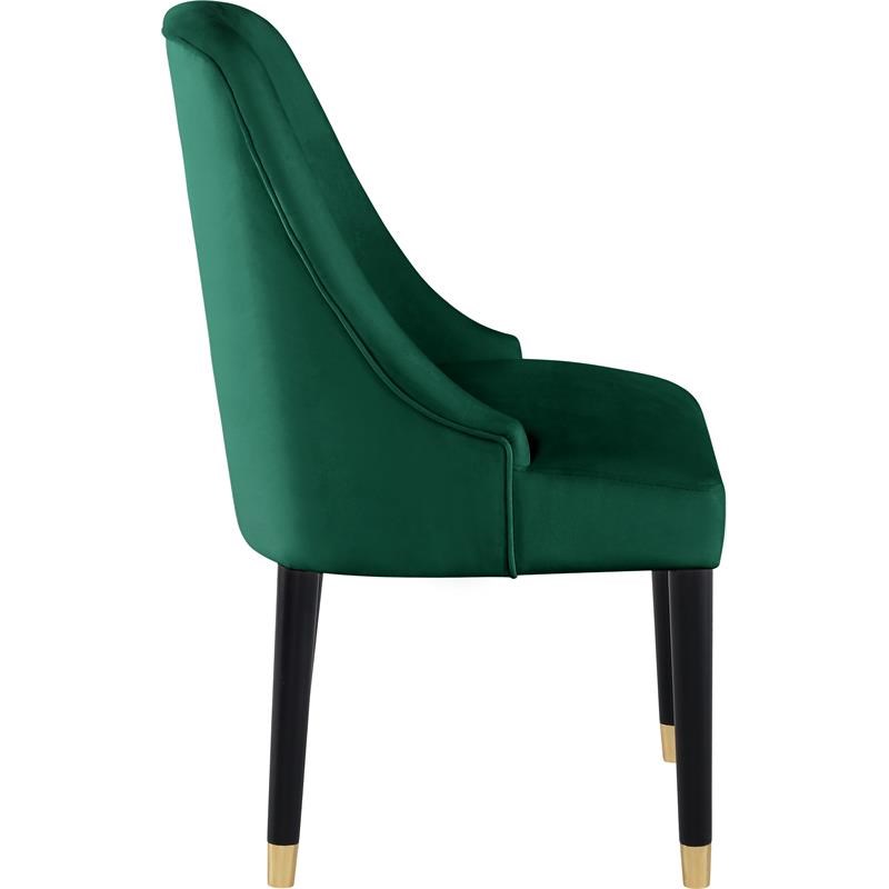 Meridian Furniture Omni Green Velvet Dining Chair with Black Legs (Set of 2)