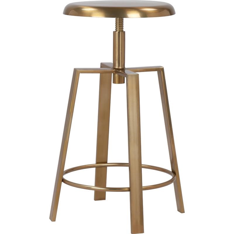 Meridian Furniture Lang Gold Iron Adjustable Counter and Bar Stool