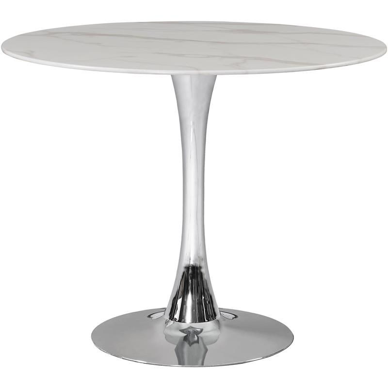 Meridian Furniture Tulip 36 Round Faux Marble Top Dining Table With Chrome Base 972 T Meridian Furniture Tulip 36 Round Faux, Arkell 40 Inch Round Pedestal Dining Table White