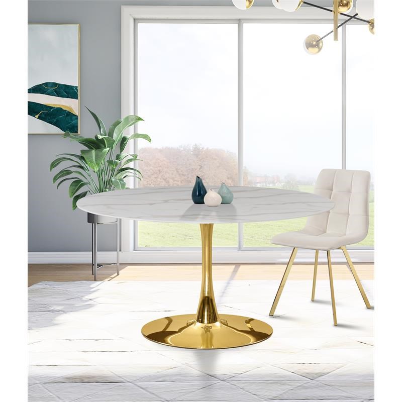 gold and marble tulip dining table