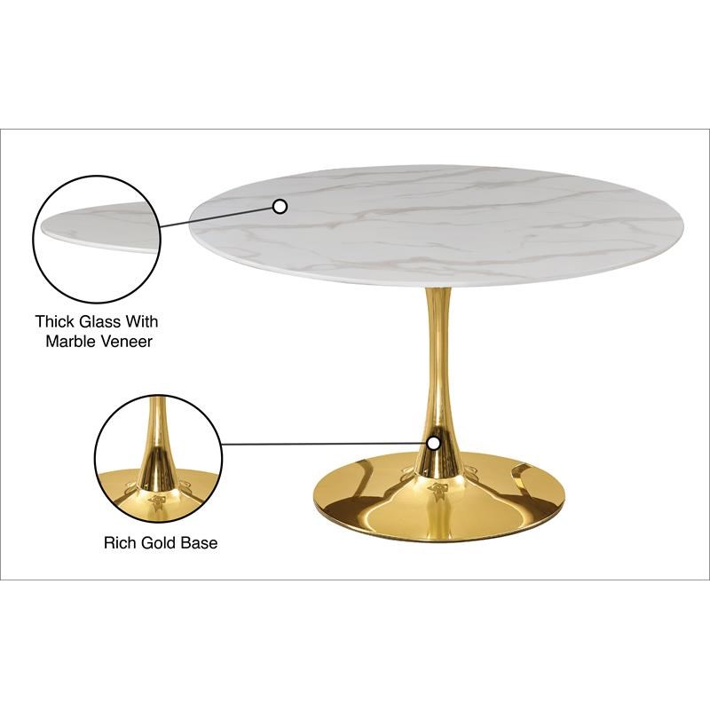 gold and marble leilani tulip dining table