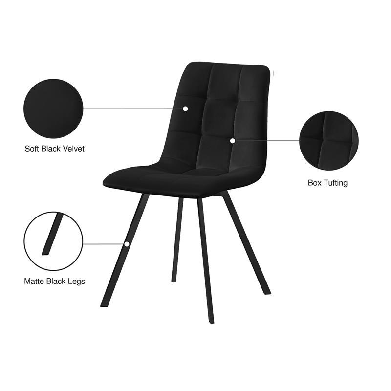 Meridian Furniture Annie Black Velvet Dining Chair (Set of 2)