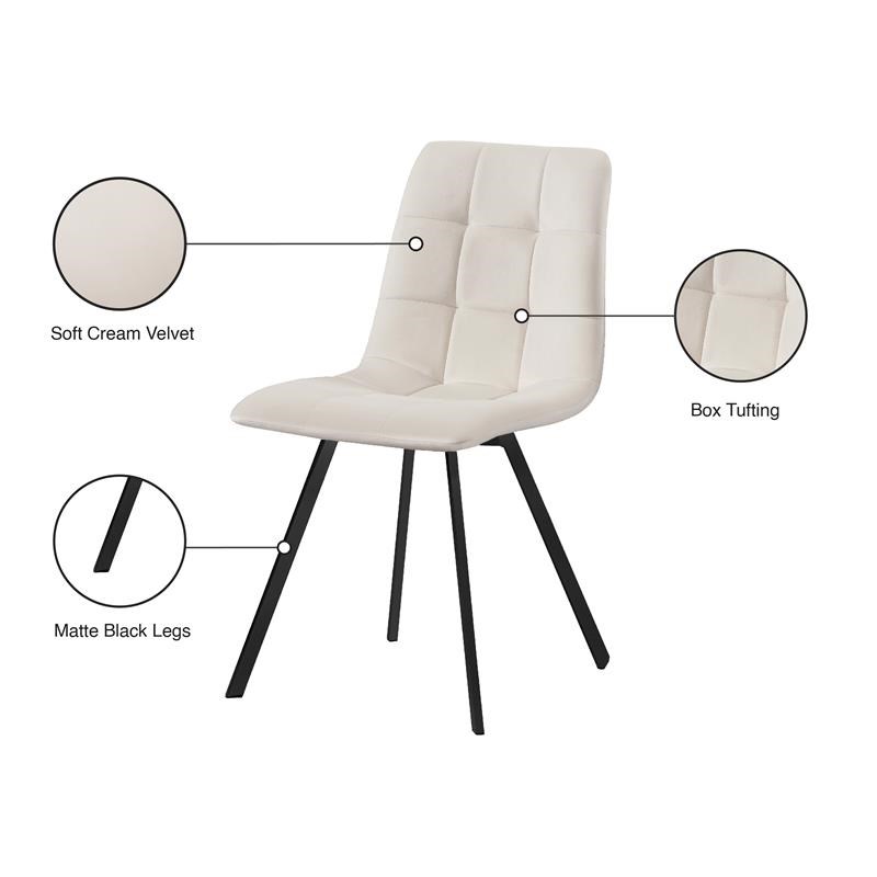 Meridian Furniture Annie Cream Velvet Dining Chair (Set of 2)