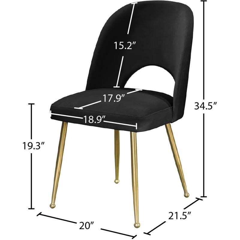 Meridian Furniture Logan Black Velvet Dining Chair (Set of 2)