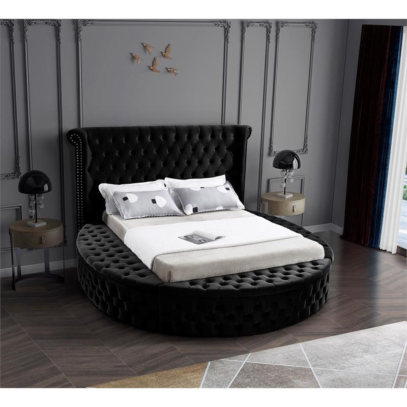 Meridian Furniture Luxus Black Velvet Queen Bed