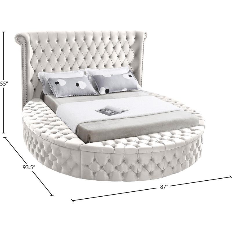 Meridian Furniture Luxus Cream Velvet Full Bed