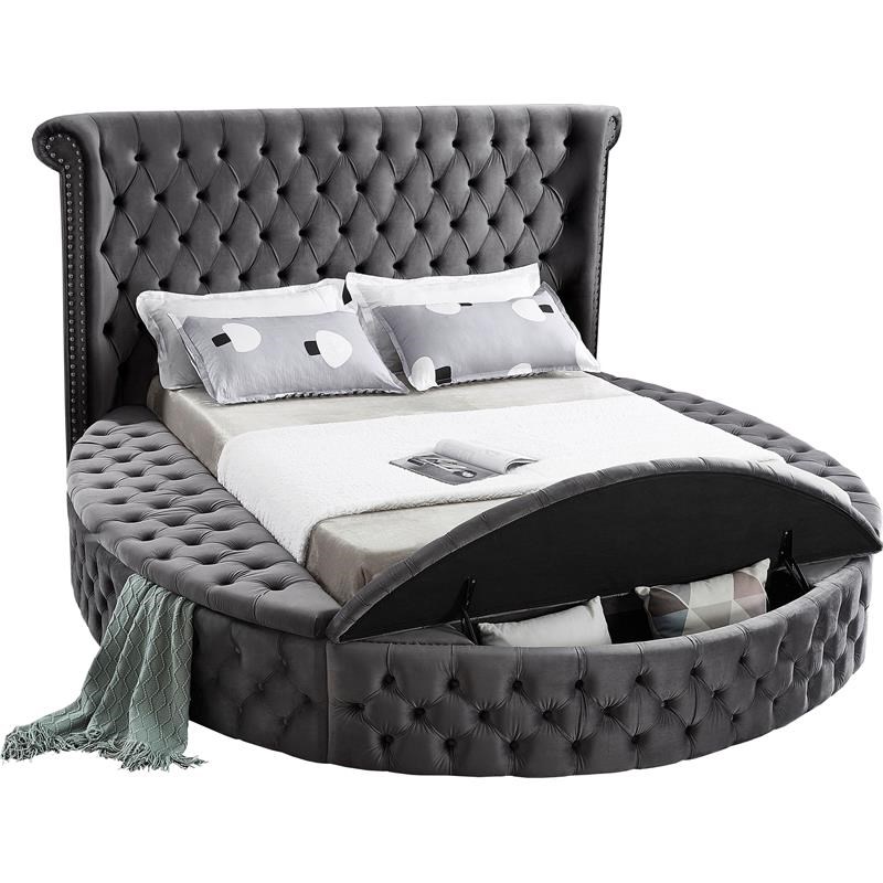 Meridian Furniture Luxus Gray Velvet Full Bed