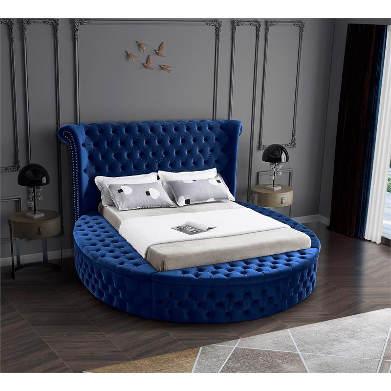 Meridian Furniture Luxus Navy Velvet Full Bed