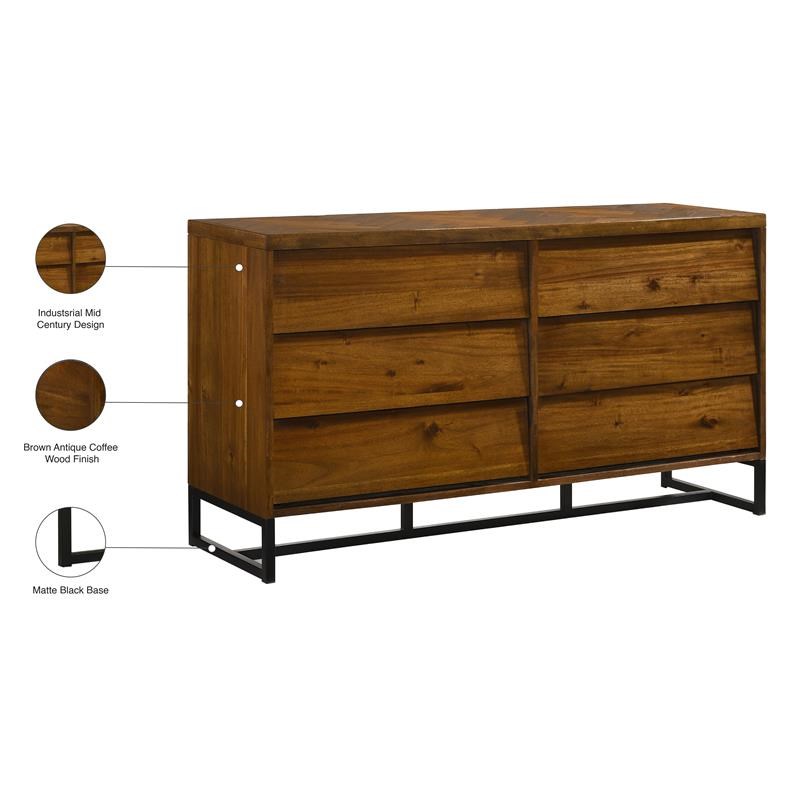 Meridian Furniture Reed Brown Antique Coffee Wooden Dresser