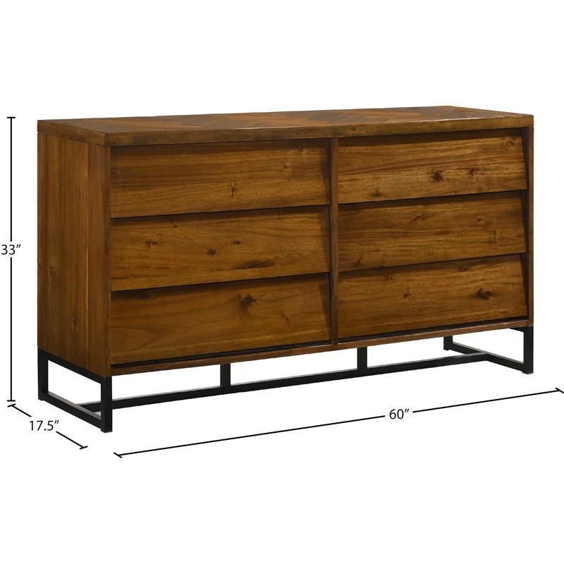 Meridian Furniture Reed Brown Antique Coffee Wooden Dresser