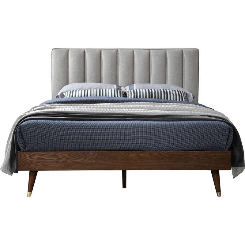 Meridian Furniture Vance Beige Durable Linen Fabric King Bed