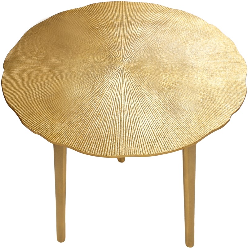 Meridian Furniture Rohan Rich Gold Textured Metal End Table