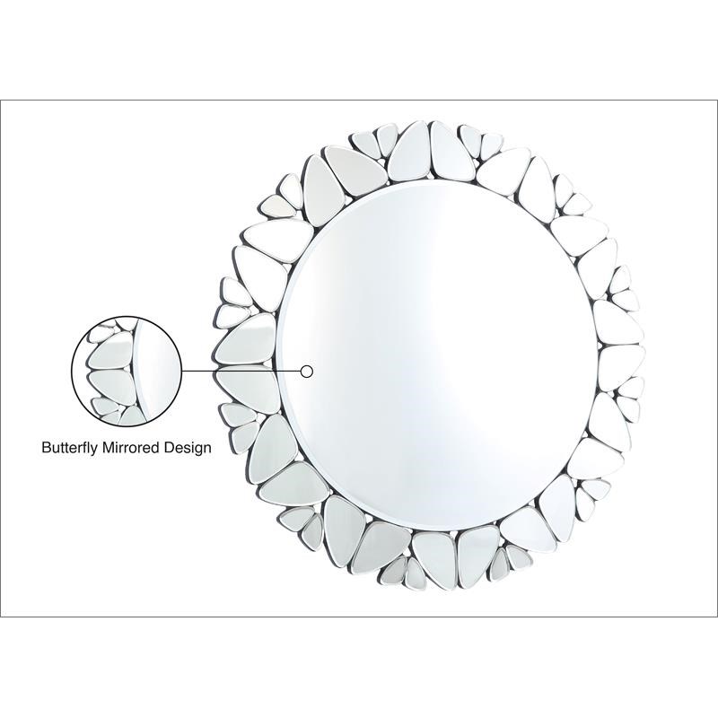 Meridian Furniture Cocoon Round Butterfly Designed Mirror