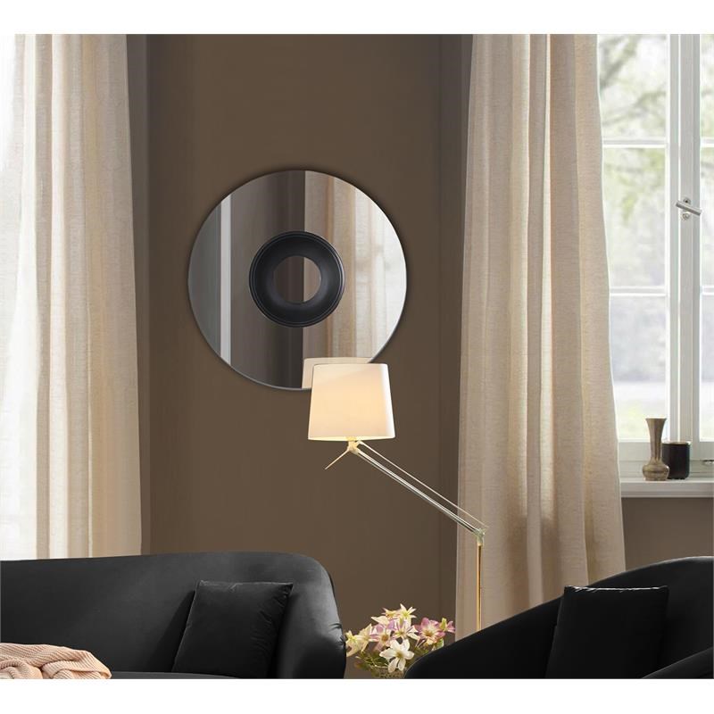 Meridian Furniture Galaxy Round Mirror with Matte Black Finish