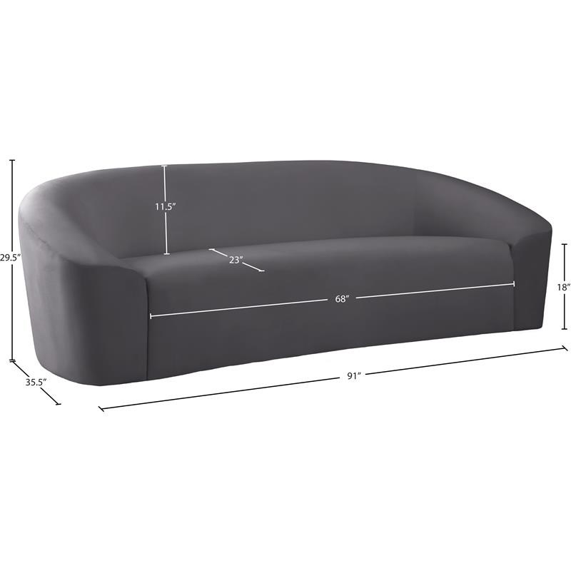 Meridian Furniture Riley Gray Velvet Sofa