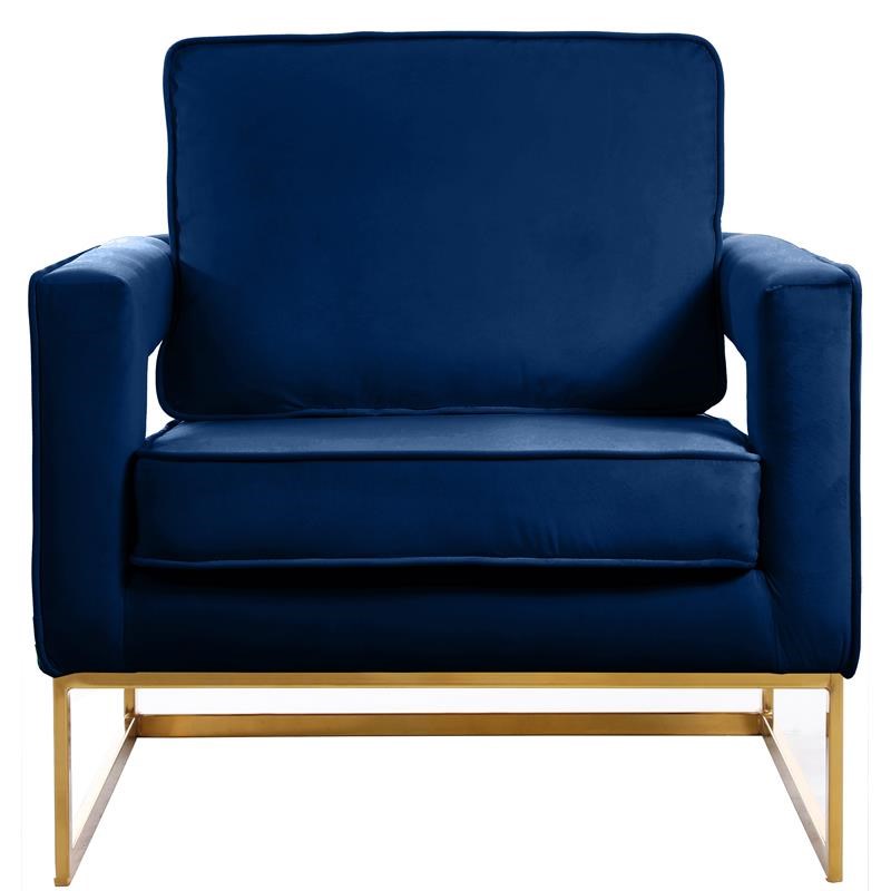 Meridian Furniture Noah Navy Velvet Accent Chair with Gold Iron Base