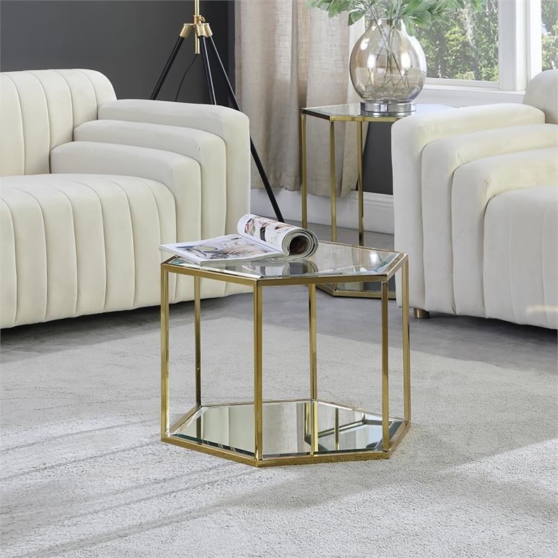 Meridian Furniture Sei Modular Stainless Steel and Glass Coffee Table