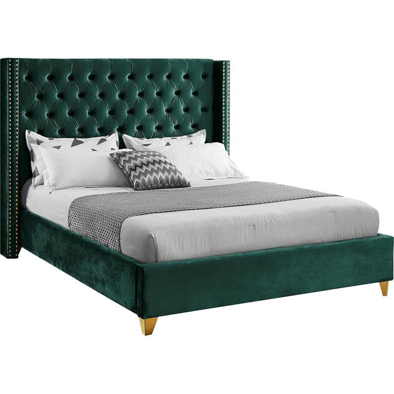 Meridian Furniture Barolo Green Velvet King Bed