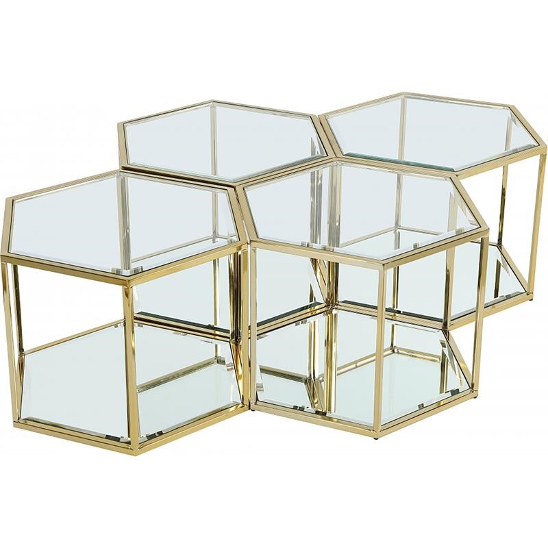 Meridian Furniture Sei Modular Stainless Steel and Glass 4 Piece Coffee Table