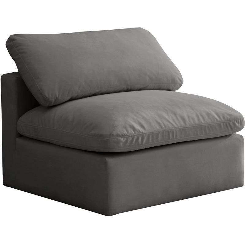 Meridian Furniture Plush Standard Gray Velvet Modular Armless Chair