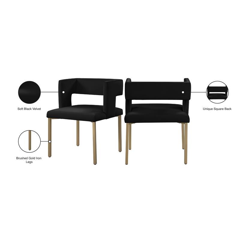 Meridian Furniture Caleb Black Velvet Dining Chair (Set of 2) Homesquare
