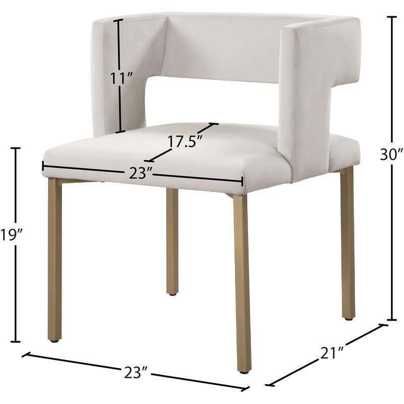 Meridian Furniture Caleb Cream Velvet Dining Chair (Set of 2)