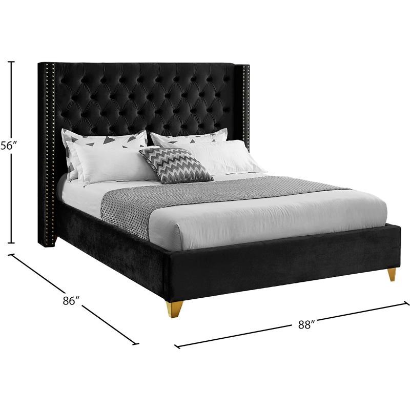 Meridian Furniture Barolo Black Velvet King Bed