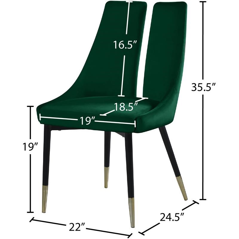 Meridian Furniture Sleek Green Velvet Dining Chair (Set of 2)