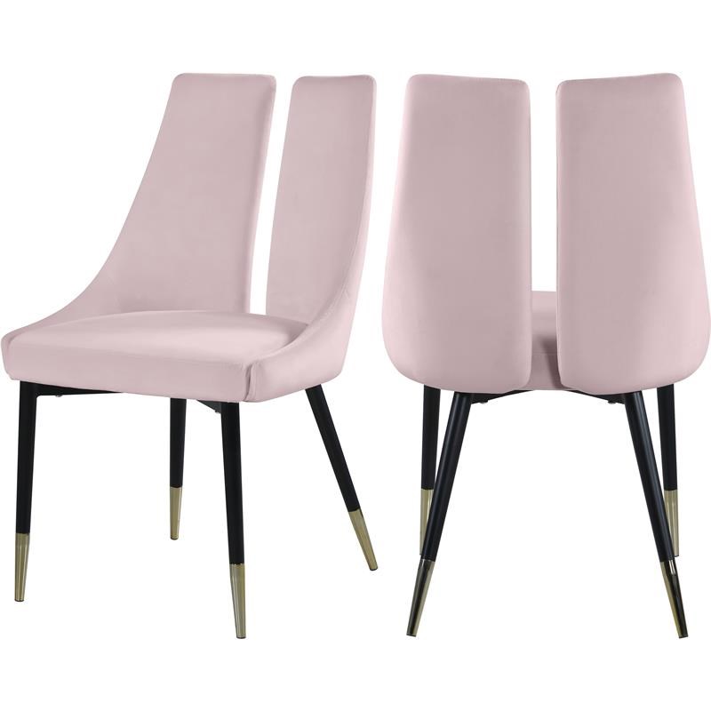 Meridian Furniture Sleek Pink Velvet Dining Chair (Set of 2)