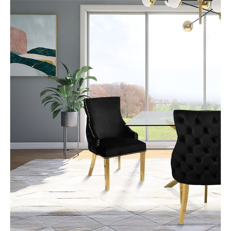 Meridian Furniture Tuft Black Velvet, Meridian Dining Room Chairs