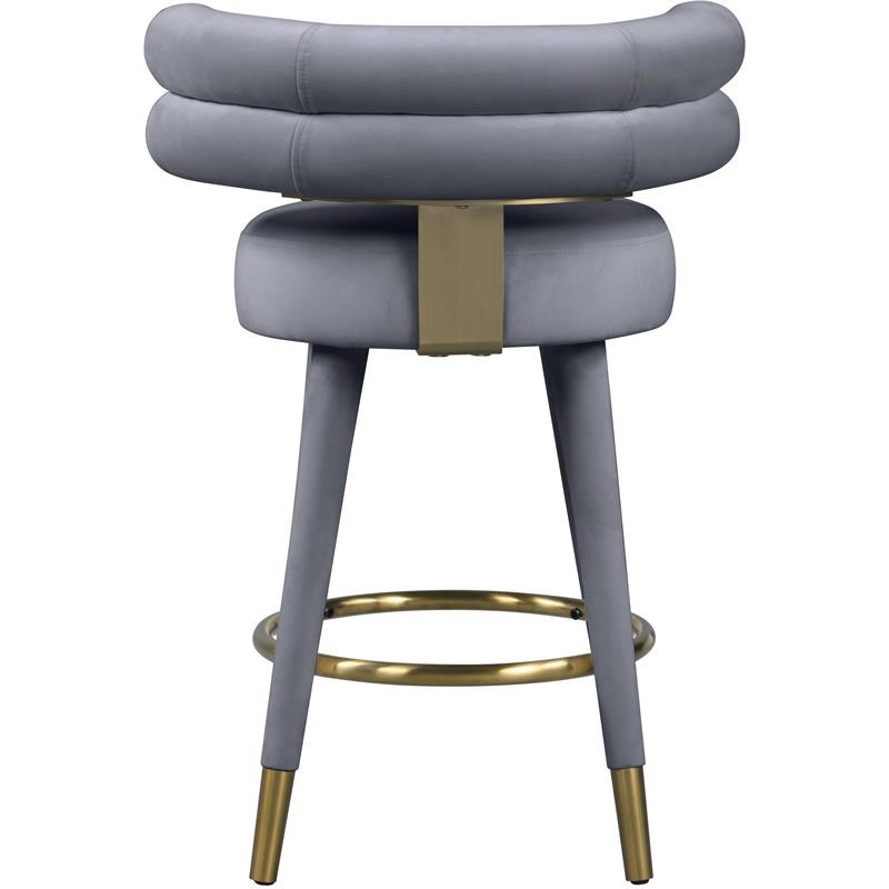 meridian furniture fitzroy gray velvet counter stool (set of 2) 798greyc