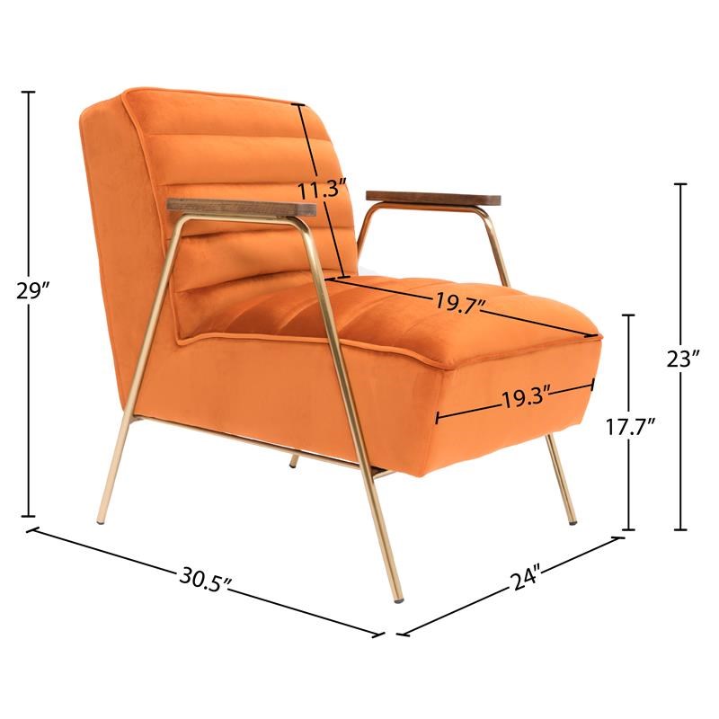 Meridian Furniture Woodford Orange Velvet Accent Chair