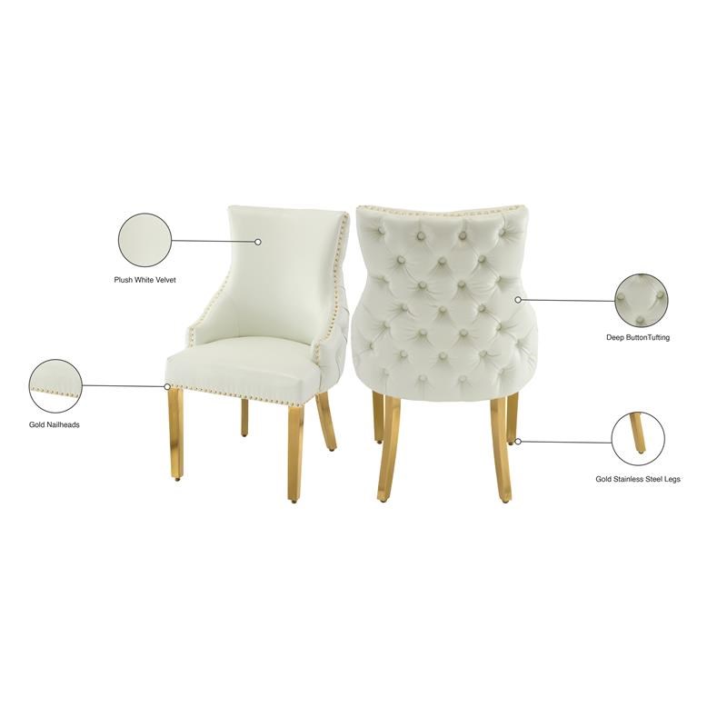 Meridian Furniture Tuft White Faux Leather Dining Chair (Set of 2)