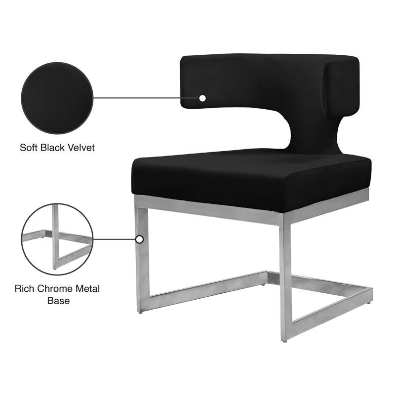 Meridian Furniture Alexandra Black Velvet Dining Chair