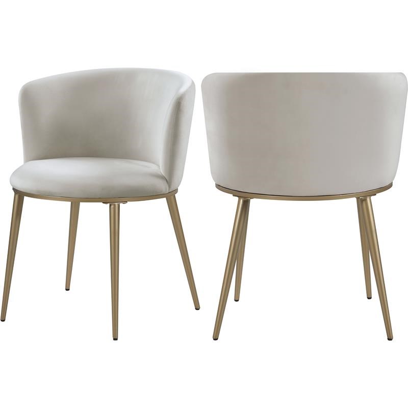 Meridian Furniture Skylar Cream Velvet Dining Chair (Set of 2)