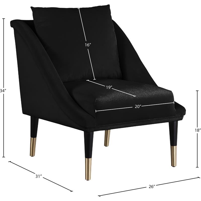 Meridian Furniture Elegante Black Velvet Accent Chair