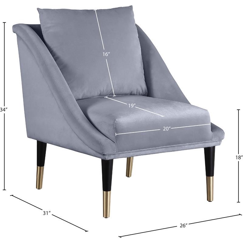 Meridian Furniture Elegante Gray Velvet Accent Chair